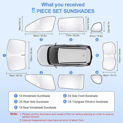 8pcs Car Window Shades for Nissan Rogue 2014-2020 Accessories, Windshield Side - Image 7