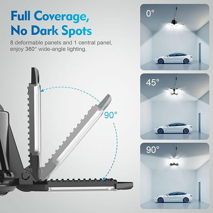TANBABY Upgrade 250W LED Garage Lights Plug in 2 Pack, Total 50000LM Deformable - Image 5
