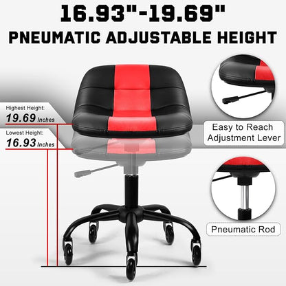 Rolling Stool with Wheels, Garage Shop Stool with Backrest, Roller Seat with - Image 4