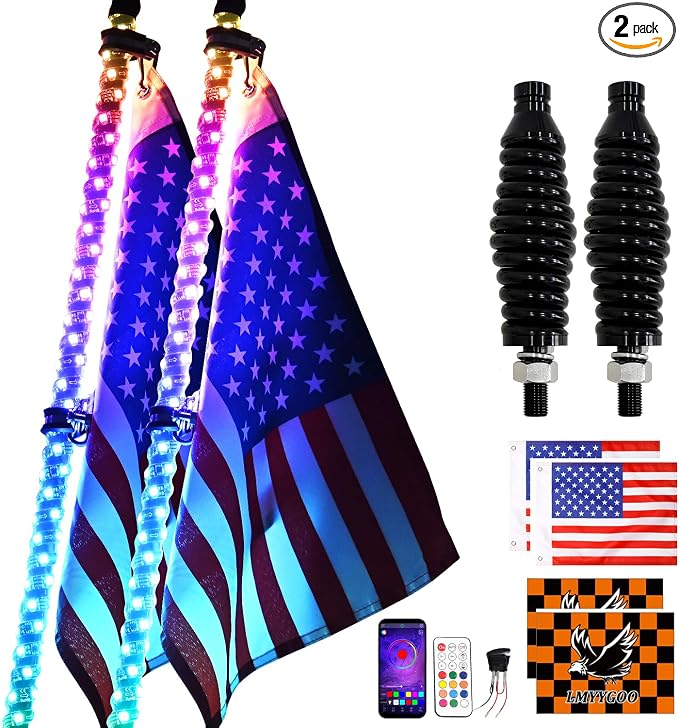 2PCS 3FT RGB LED Whip Light by LMYYGOO