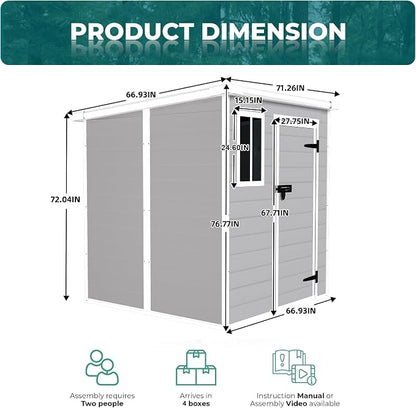 6x6 FT Outdoor Storage Resin Shed - Image 4