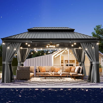 Aoxun 12' X 16' Permanent Hardtop Gazebo Aluminum Gazebo - Image 2