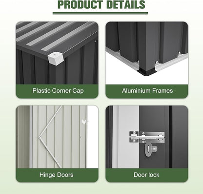 6x4 FT Outdoor Storage Shed, Metal Shed - Image 12
