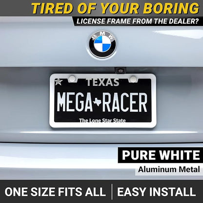 Premium Slim Sleek White License Plate Frame – 1 Pack, Rust-Free & Rattle-Free - Image 2