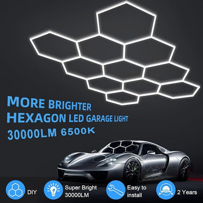 MODERN 11 Hexagon LED Garage Light, Ultra-Bright 6500K Natural White, 11 Grids - Image 6