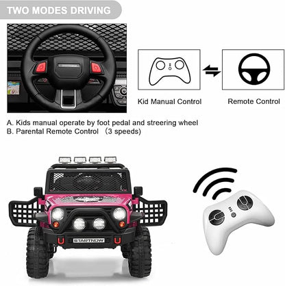 2-Seat Kids Ride on Truck Car, 12V Battery Powered Electric Vehicle - Image 4