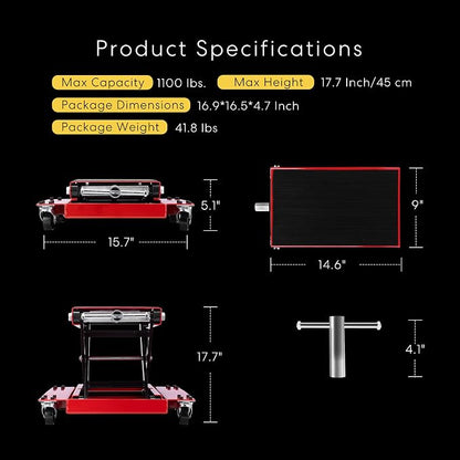 VIVOHOME 1100 Lbs Steel Wide Deck Motorcycle Lift ATV Scissor Lift Jack - Image 6