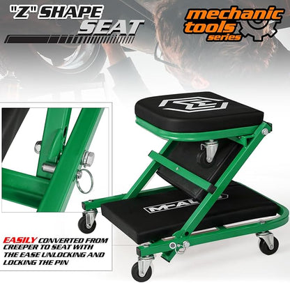 M-AUTO 40-Inch Folding Creeper Rolling Seat, All-in-One Adjustable Roller - Image 7