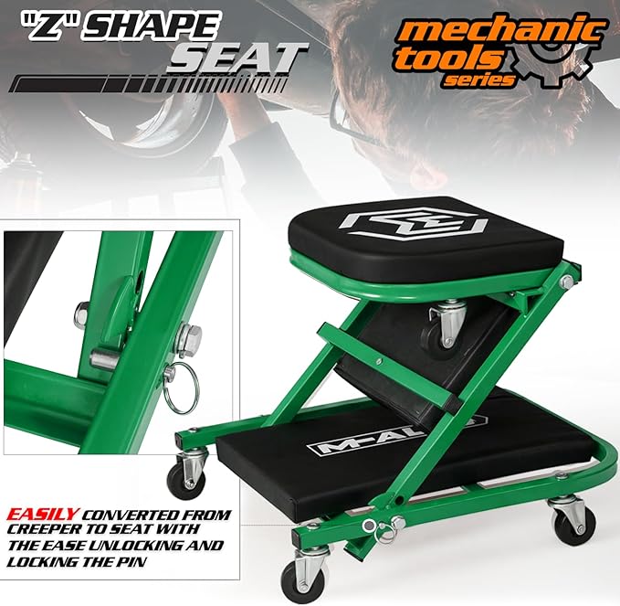 M-AUTO Foldable Z Creeper 2-in-1 Rolling Folding Car Creeper & Seat, 330LBS - Image 7
