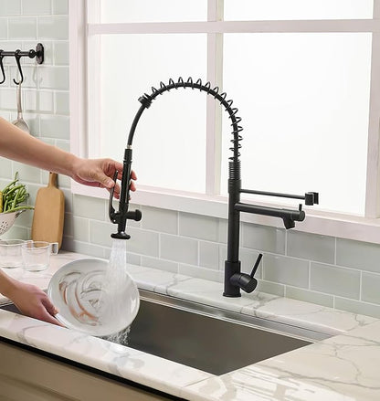 Fapully Black Kitchen Faucet, Commercial Pull Down Kitchen Sink Faucet - Image 4