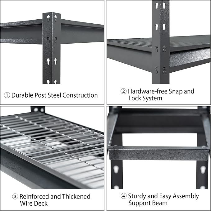 The Atlas 48" W Heavy Duty Garage Shelving Unit Load 12000 Lbs, 4-Tier Metal - Image 6