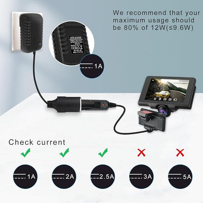 inShareplus 12V 1A 12W AC to DC Converter, 12 Volt Cigarette Lighter Adapter - Image 4