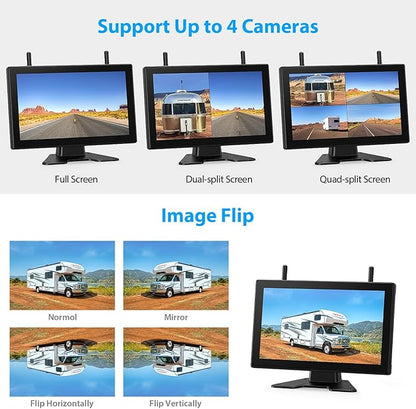 10.1" Magnetic Solar Wireless Backup Camera System, HD1080P Loop Recording 10.1 - Image 4