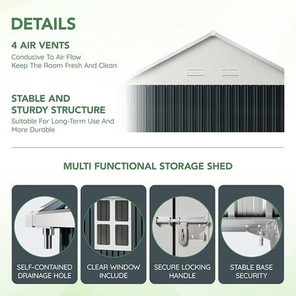 8X6FT Outdoor Steel Storage Shed - Image 4