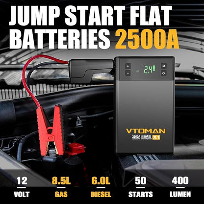 VTOMAN X1 Jump Starter with Air Compressor, Car Battery Jumper Starter with - Image 2