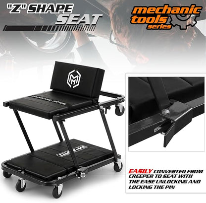 M-AUTO Heavy-Duty Convertible Mechanic Creeper, Z-Creeper 2-in-1 Creeper and - Image 7
