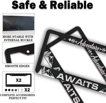 License Plate Frames for Men Black and White Car Plate Frames for Women - Image 4