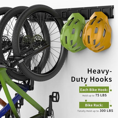 Bike Storage Rack 32Inch for 4 Bikes + 3 Helmets, Heavy Duty Bike Hangers for - Image 3
