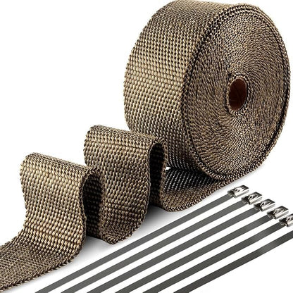 Exhaust Heat Wrap, Tooomplus 2'' x 50' Fiberglass Heat Shield Tape, Heat Wrap by Tooomplus