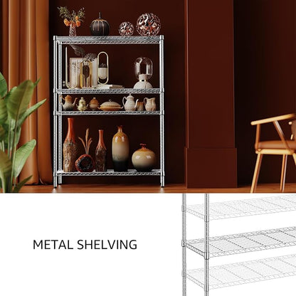 IZEUK 1400 LBS Garage Chrome Shelving Wide Storage Shelves 4 Tier Adjustable - Image 7