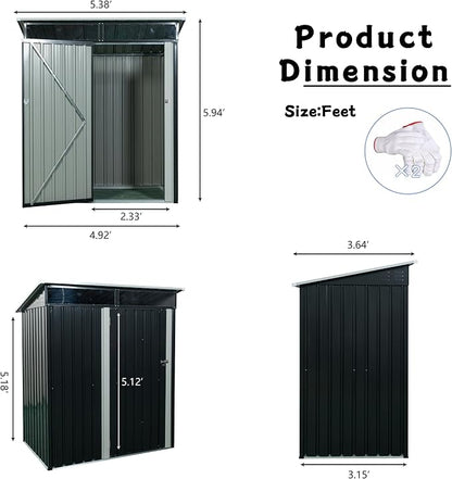 Metal 5x3 FT Garden Storage Shed, Outdoor Small Shed - Image 2