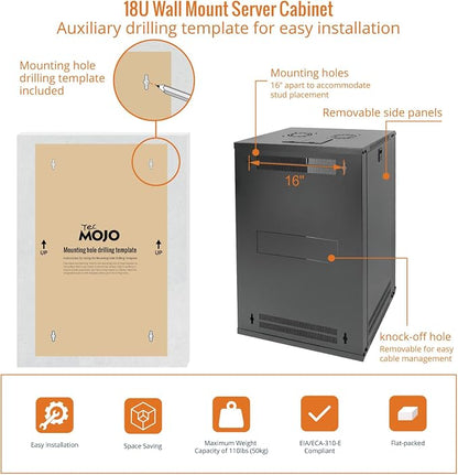Tecmojo 18U Wall Mount Rack Network Cabinet - Image 5
