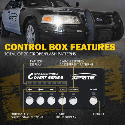 Xprite White Amber LED Hideaway Strobe Lights Kit 20 Flashing Patterns - Image 4