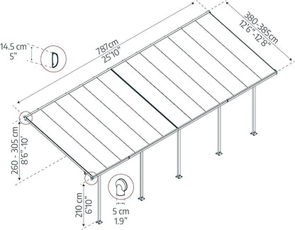 Palram - Canopia Feria 13 Ft. x 26 Ft. Carport Aluminum Metal Frame and - Image 7