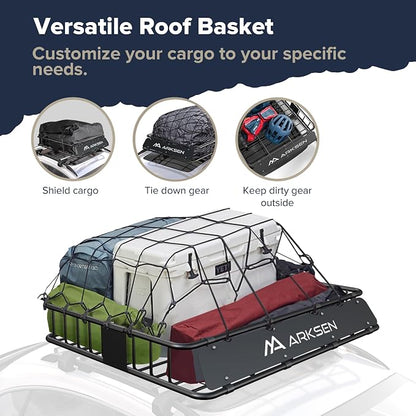 ARKSEN 43 x 50 x 6 Inch Universal Extra Wide 150LB Heavy Duty Roof Rack Cargo - Image 3