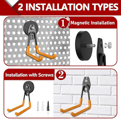 3-H Heavy Duty Magnet Garage Hooks 4 Pack, Extra Large Strong Magnetic Hooks - Image 2