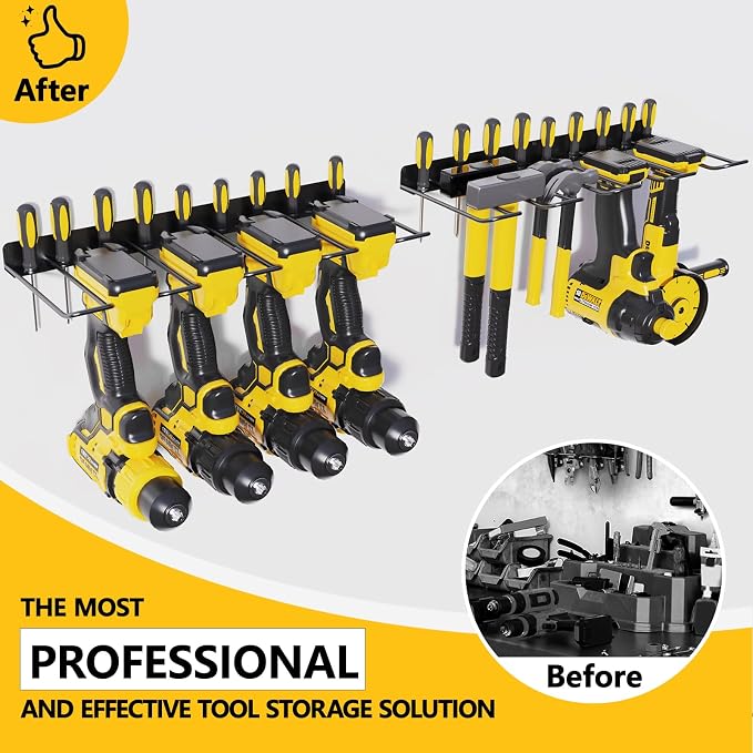 2 Pack Drill Holder, Power Tool Organizer Wall Mount, Heavy Duty Garage Storage - Image 4