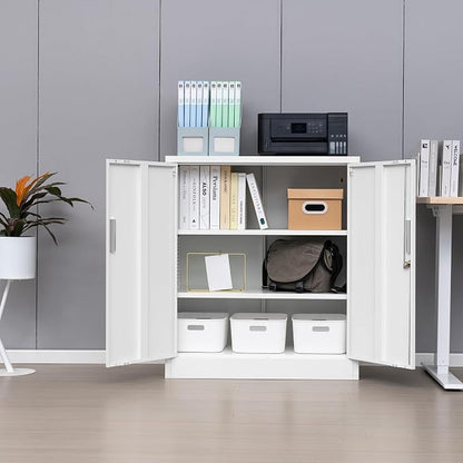 Metal Storage Cabinet with Locking Doors and Adjustable Shelves, 36.2" H Steel - Image 2