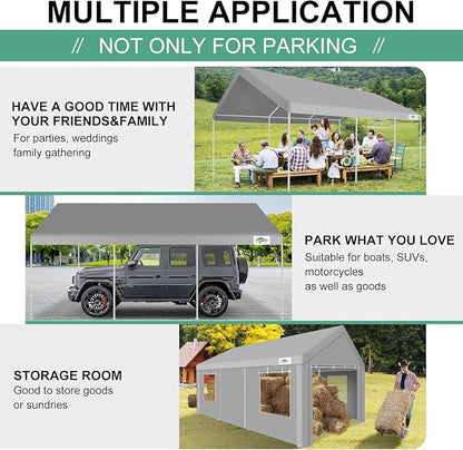COBIZI Carport 12x20ft Heavy Duty Portable Garage, 2.0 Powder Coated Frame - Image 6