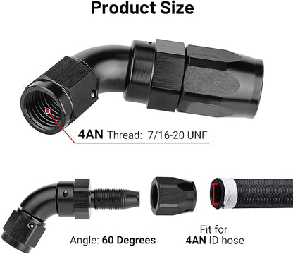 EVIL ENERGY 4AN 60 Degree One Piece Full Flow Hose End Fitting Swivel - Image 2