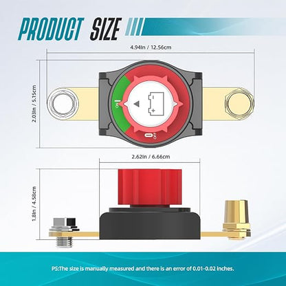 Battery Disconnect Switch, Hilictokt Top Post to Side Post Battery Switch 275A - Image 2