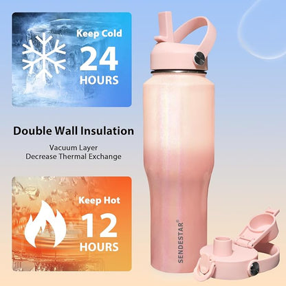 SENDESTAR 40oz Stainless Steel Water Bottle, Double Wall Vacuum Insulated Bottle - Image 2