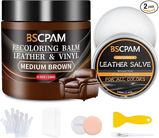 Medium Brown Leather Recoloring Balm by BSCPAM