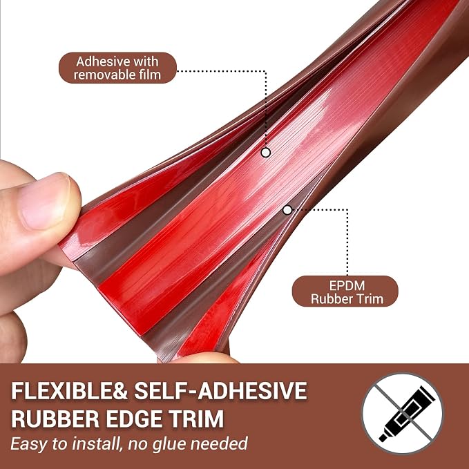 Rubber Edge Trim, Flexible Self Adhesive U Shaped Edge Banding, Edge Guards - Image 3