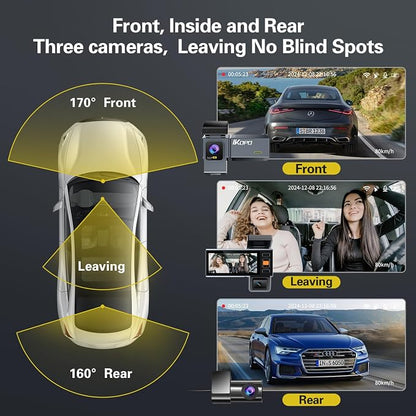 4K Dash Cam Front and Rear and Inside, UHD 2160P Night Vision 3 Channel Dash - Image 4