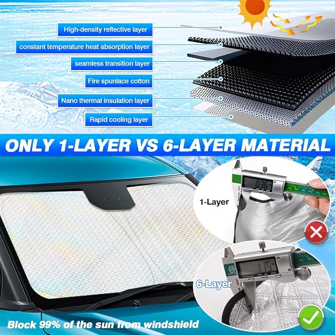 Windshield Sun Shade for 2024-2025 2026 Toyota Grand Highlander Accessories - Image 3