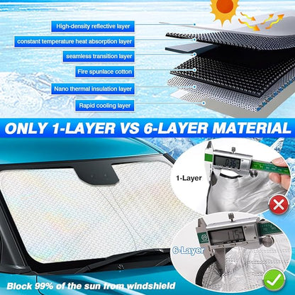 Windshield Sun Shade for 2015-2025 Dodge Challenger Accessories Thicken 6-Layer - Image 3