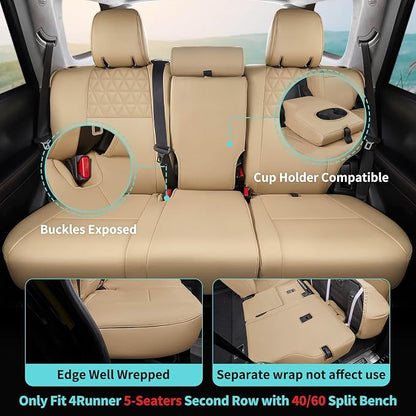 Seat Covers for Toyota 4Runner 2011-2024, Faux Leather Car Seat Cover Full Set - Image 3