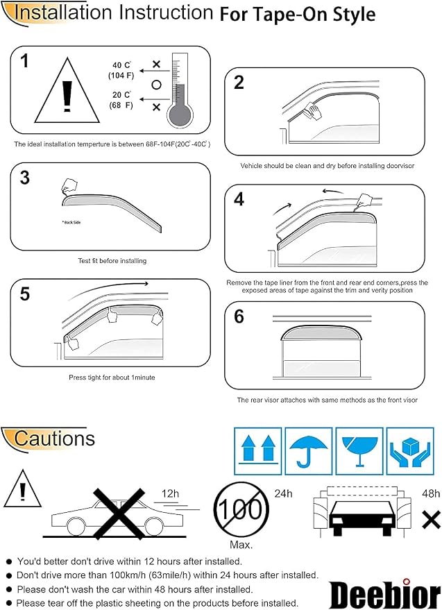 94100 Side Window Deflector Visor Rain Guard fit - Image 7