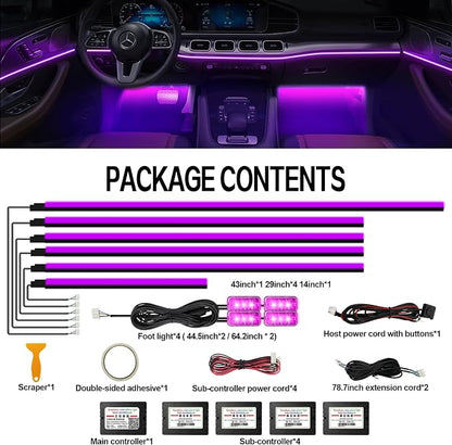 Acrylic Interior Car Lights, WEBUPAR Car Accessories 10 in 1 Car LED Strip - Image 4