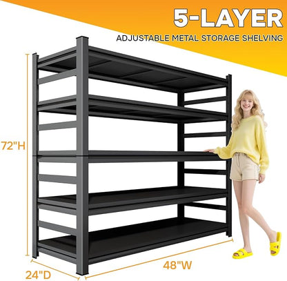 Metal Garage Shelving, 5 Tier Adjustable 3600 lbs Capacity Metal Storage - Image 2