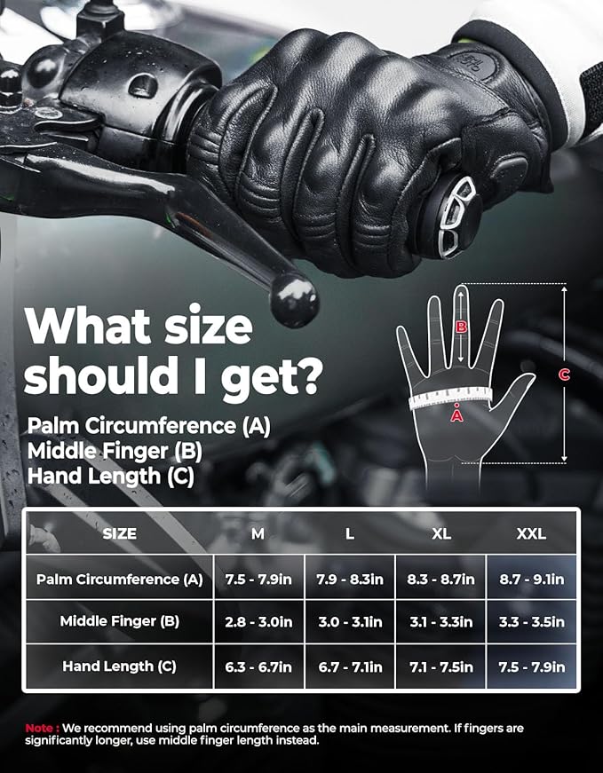 KEMIMOTO Motorcycle Leather Gloves, Sheepskin Protective Gloves - Image 7