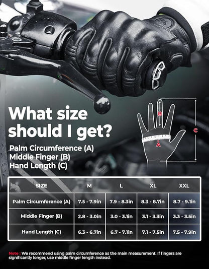 KEMIMOTO Motorcycle Leather Gloves, Sheepskin Protective Gloves - Image 7