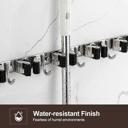 2 Pack Wall Mount, Stainless Steel Broom Hanger, Heavy Duty Mop and Broom - Image 3