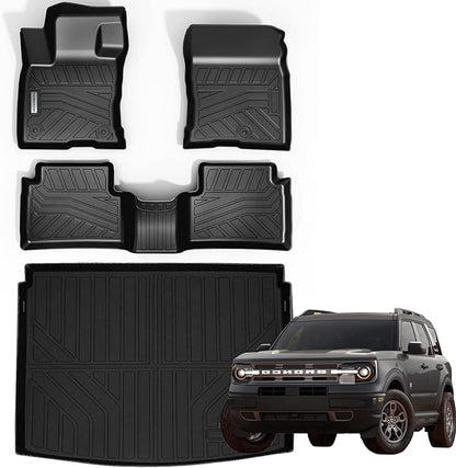 Floor Mats & Trunk Mat for 2021-2024 2025 Ford Bronco Sport Only Fit Sport by SANBAN-AXE