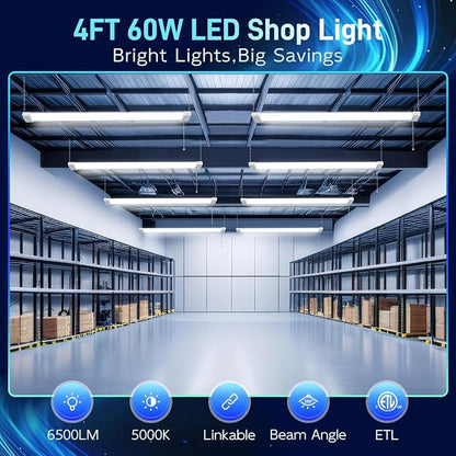 hykolity 4 Pack 4FT Linkable LED Shop Light - Image 2